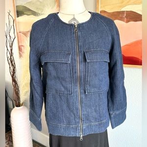 JCrew Denim Collarless Lightweight Jacket